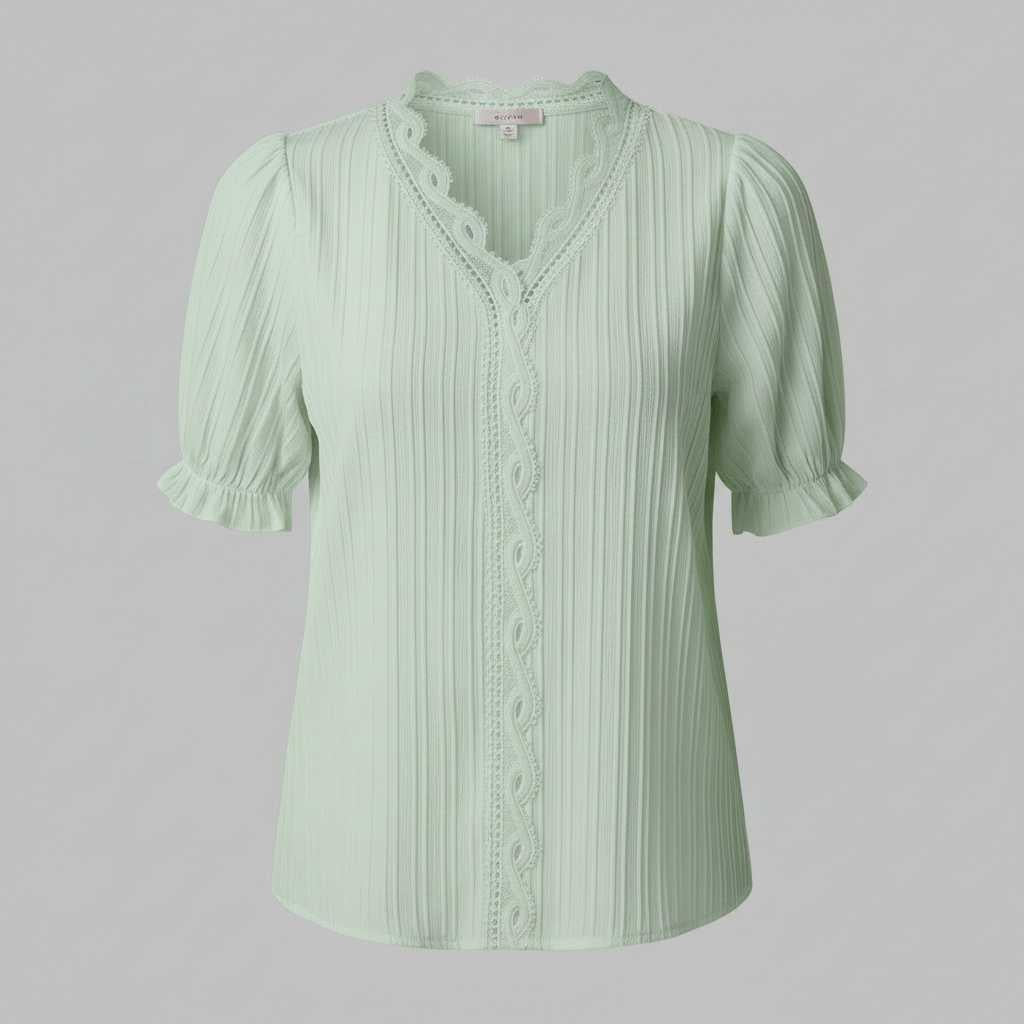 Astrid | Elegant Sommarblus med Puffärmar i Spets