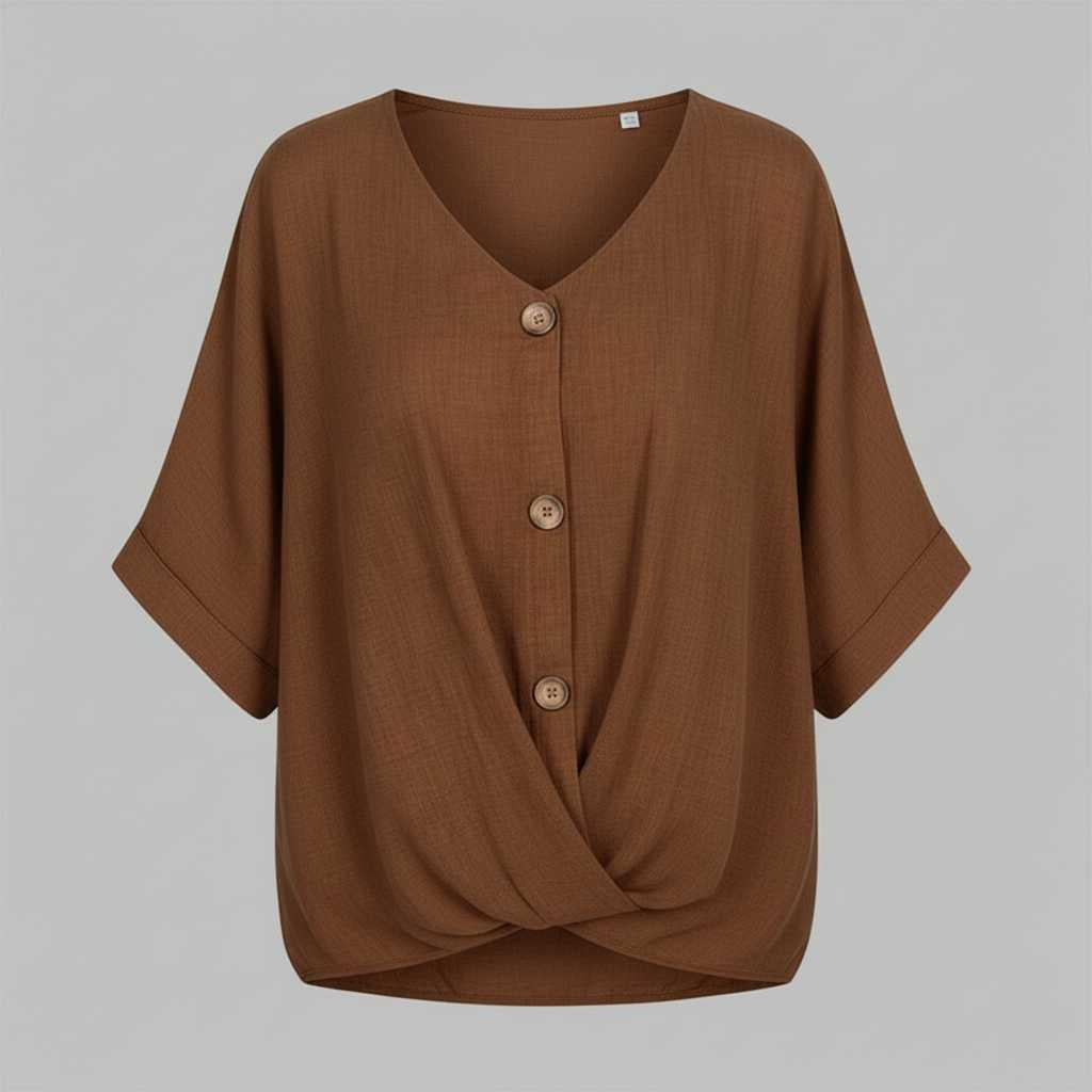 Elegant Blus med V-ringning | Damblus i Högkvalitativ Bomull