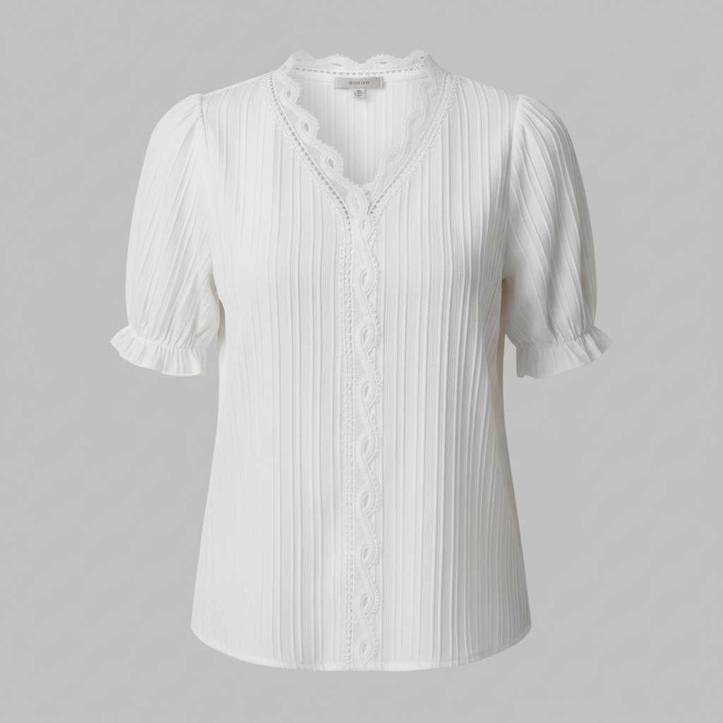 Astrid | Elegant Sommarblus med Puffärmar i Spets