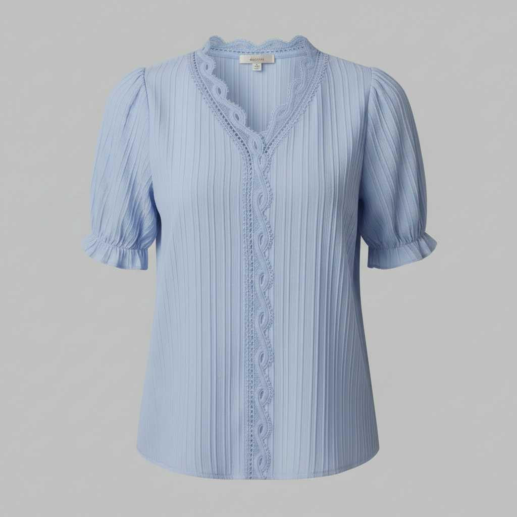 Astrid | Elegant Sommarblus med Puffärmar i Spets
