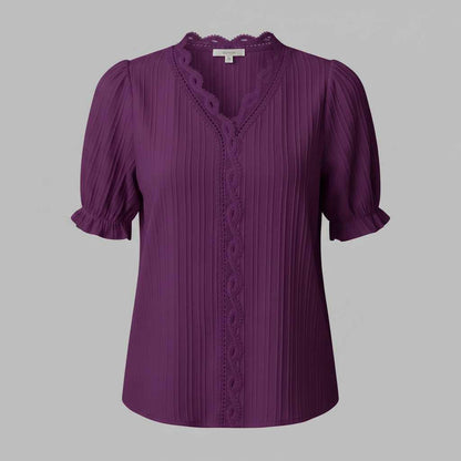 Astrid | Elegant Sommarblus med Puffärmar i Spets