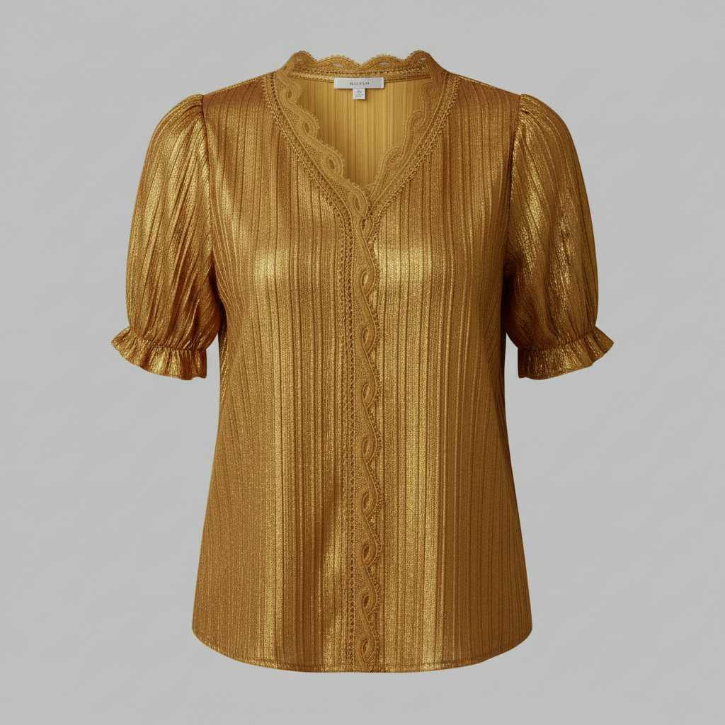 Astrid | Elegant Sommarblus med Puffärmar i Spets