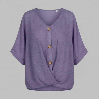 Elegant Blus med V-ringning | Damblus i Högkvalitativ Bomull