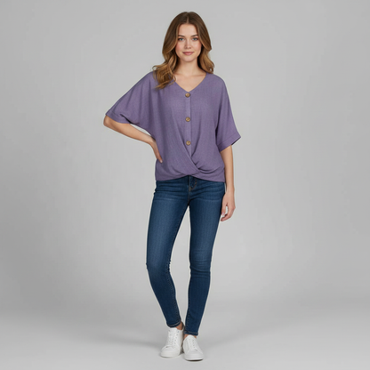 Elegant Blus med V-ringning | Damblus i Högkvalitativ Bomull