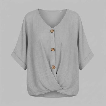 Elegant Blus med V-ringning | Damblus i Högkvalitativ Bomull