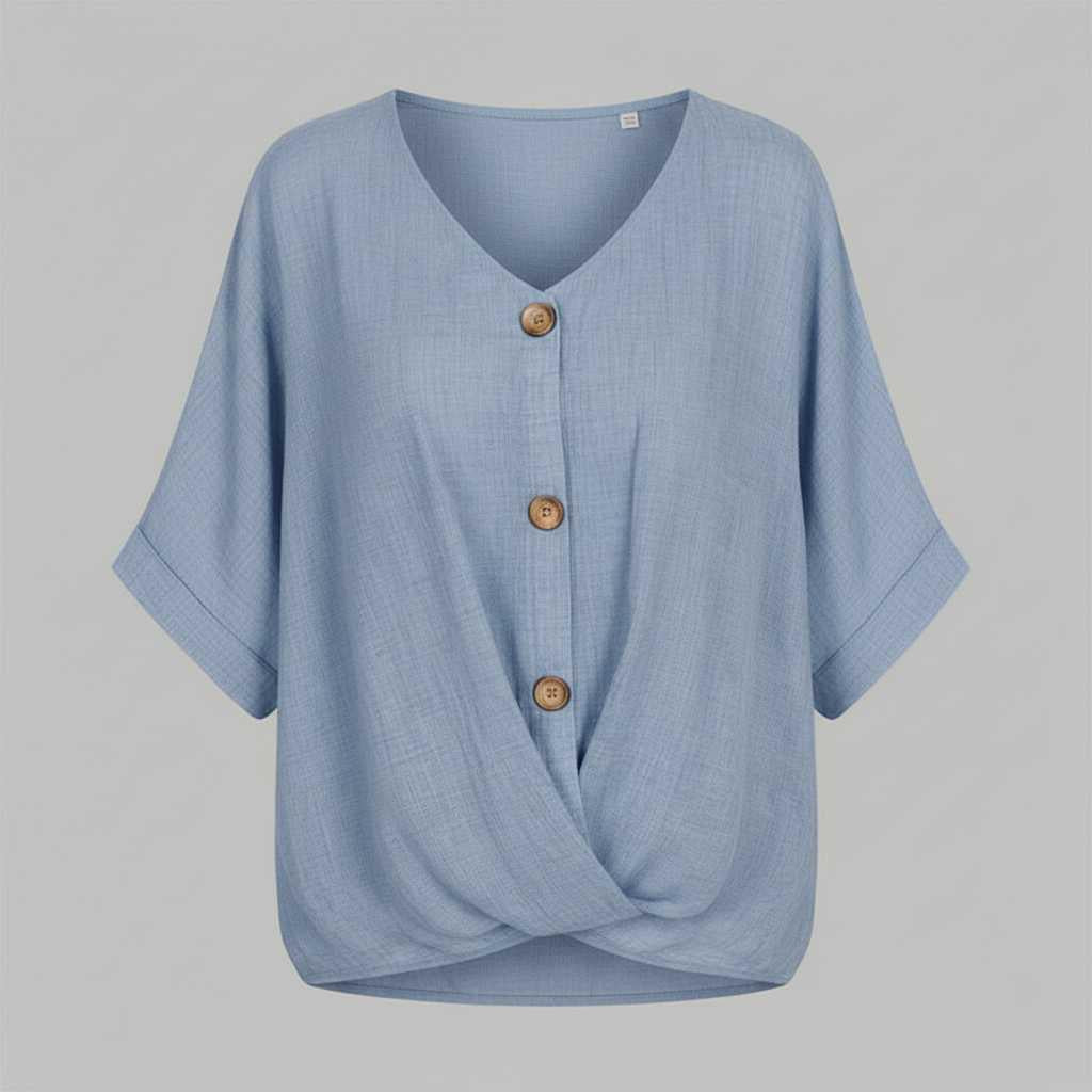 Elegant Blus med V-ringning | Damblus i Högkvalitativ Bomull