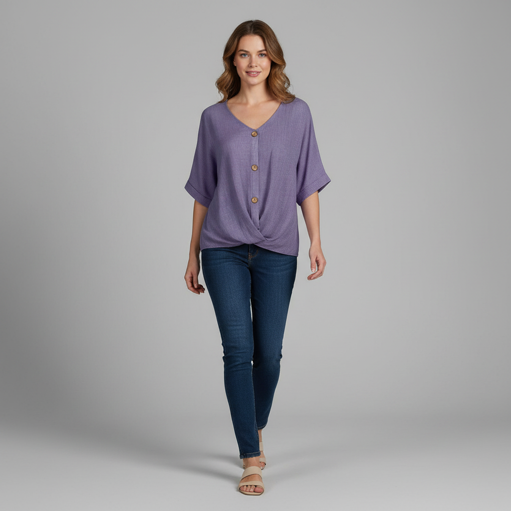 Elegant Blus med V-ringning | Damblus i Högkvalitativ Bomull