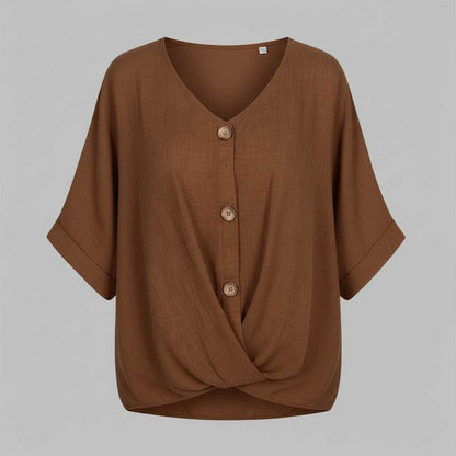 Elegant Blus med V-ringning | Damblus i Högkvalitativ Bomull