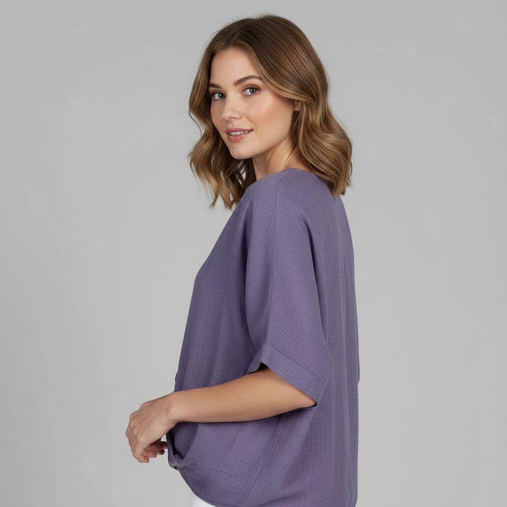 Elegant Blus med V-ringning | Damblus i Högkvalitativ Bomull
