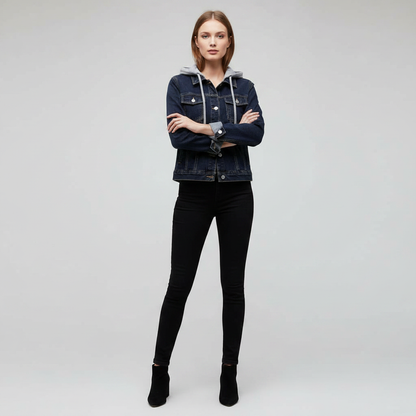 Svart Jeansjacka Med Avtagbar Huva | Damjacka